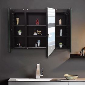 36x26 inch Black LED Mirror Medicine Cabinet Surface, Defogger, Anti-Fog,Dimmable Lights Brightness Memory