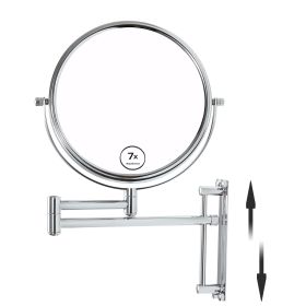 8-inch Wall Mounted Makeup Vanity Mirror, 1X / 7X Magnification Mirror, 360° Swivel with Extension Arm (Chrome Finish)