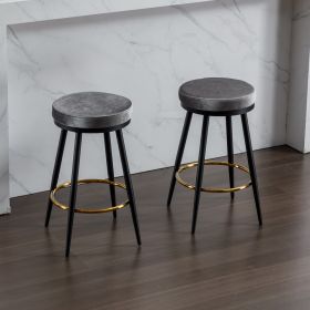 counter swing stool velvet Gray color, barstools Set of 2