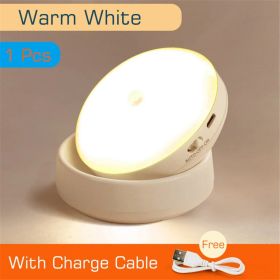 360 Rotating Human Body Induction LED Small Night Lamp Rechargeable (Option: Rechargeable Warm Yellow Light)