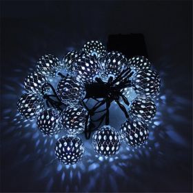 Moroccan Solar Lamp Battery Round Ball Light Garden Decorati (Option: White-5M 20LED)