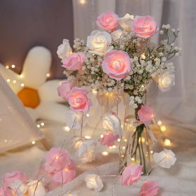 LED Rose Small Colored Lights Indoor (Option: Rose White Pink-150cm10 Lamp Battery)