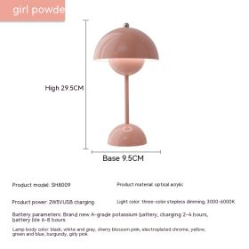 Rechargeable Bud Atmosphere Table Lamp Bedside Decorative Lamp (Option: Charging Three Colors 2W-Girl Pink)