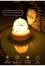 Cute Pet Sleeping Small Night Lamp USB Charging Desktop Pat Touch Induction Lamp (Option: 3W-Duck White Light-USB)