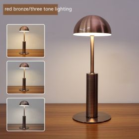 Cross-Border Led Rechargeable Bar Table Lamp Creative Mushroom-shaped Haircut Decorative Lamp Ambience Light Outdoor Restaurant And Cafe Desk Lamp (Option: Red Bronze)