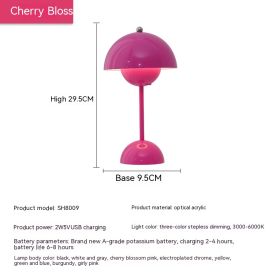 Rechargeable Bud Atmosphere Table Lamp Bedside Decorative Lamp (Option: Charging Three Colors 2W-Cherry Blossom Pink)