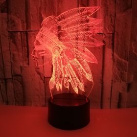 3d Small Night Lamp Creative Usb Colorful Gradient (Option: Indians-Black Base Style)