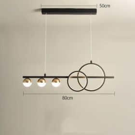 Rectangular Table Lamp Creative New Dining Room Bar Simple Modern Chandelier (Option: Black 80CM-White light)