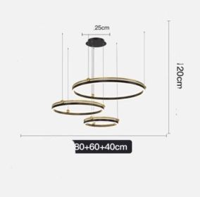 Chandelier Living Room Brushed Aluminum Bedroom Study (Option: Black Gold 40CM60CM80CM 113W)