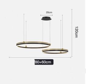 Chandelier Living Room Brushed Aluminum Bedroom Study (Option: Black Gold 60CM80CM 88W)