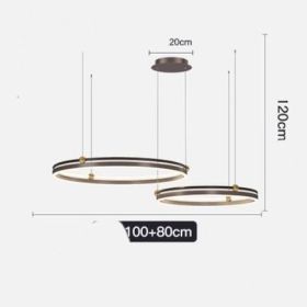 Chandelier Living Room Brushed Aluminum Bedroom Study (Option: Coffee 80CM100CM 113W)