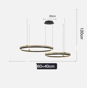 Chandelier Living Room Brushed Aluminum Bedroom Study (Option: Black Gold 40CM60CM 72W)