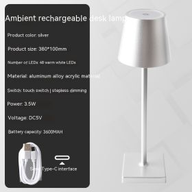 Charging Bar Table Lamp Touch Dimming (Option: Warm Light-Silver)