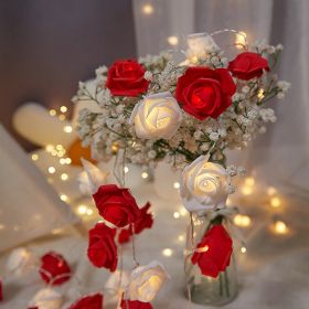 LED Rose Small Colored Lights Indoor (Option: Rose White Red-150cm10 Lamp Battery)