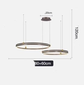 Chandelier Living Room Brushed Aluminum Bedroom Study (Option: Coffee 60CM80CM88W)