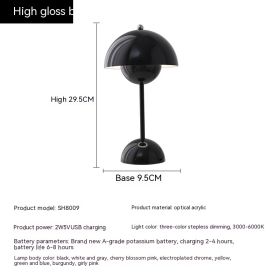 Rechargeable Bud Atmosphere Table Lamp Bedside Decorative Lamp (Option: Charging Three Colors 2W-High Gloss Black)