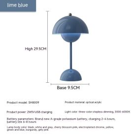 Rechargeable Bud Atmosphere Table Lamp Bedside Decorative Lamp (Option: Charging Three Colors 2W-Lime Blue)