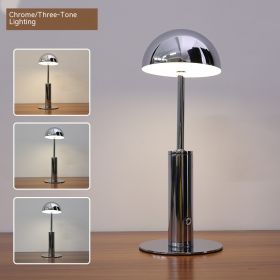 Cross-Border Led Rechargeable Bar Table Lamp Creative Mushroom-shaped Haircut Decorative Lamp Ambience Light Outdoor Restaurant And Cafe Desk Lamp (Option: Chrome)