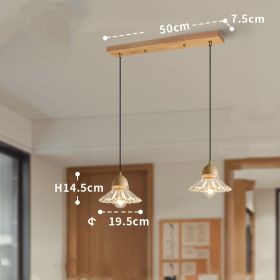 Solid Wood Glass Three Head Restaurant Nordic Modern Minimalist Chandelier (Option: Double headed)