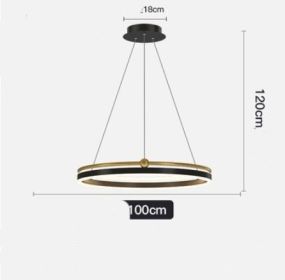 Chandelier Living Room Brushed Aluminum Bedroom Study (Option: Black Gold 100CM 72W)