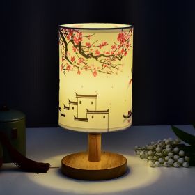 Cozy Table Lamp Bedroom Bedside Chinese Style Literary Decoration B & B Led Night Simple (Option: Warm Light Button-Hongmei)