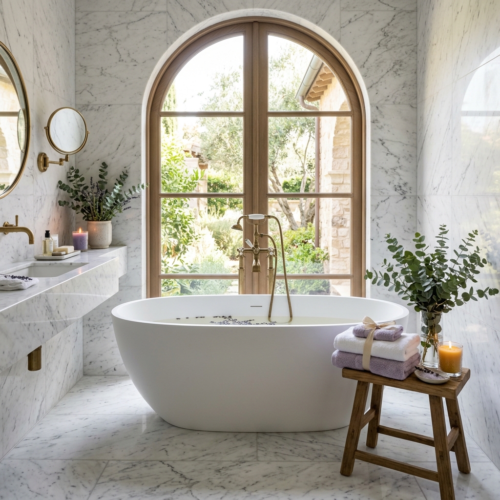Luxurious marble bathroom