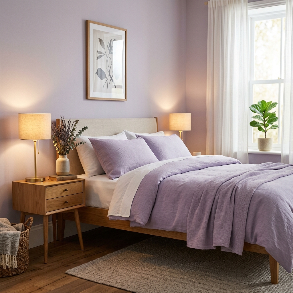 Cozy bedroom with soft lighting