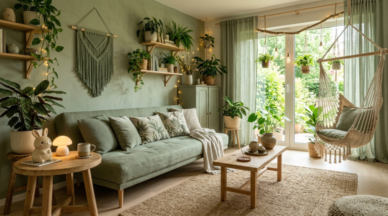 Top Living Room Trends This Year: Sage Green & Japandi Harmony